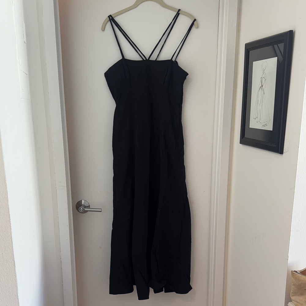 Zara Black Square Neck Midi Dress
